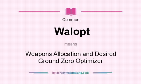 What does Walopt mean? It stands for Weapons Allocation and Desired Ground Zero Optimizer