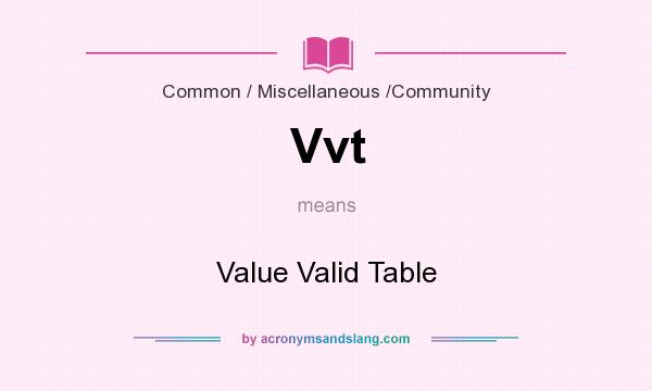 What does Vvt mean? It stands for Value Valid Table