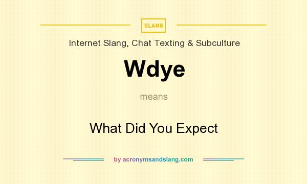 What does Wdye mean? It stands for What Did You Expect