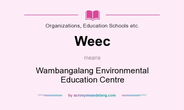 What does Weec mean? It stands for Wambangalang Environmental Education Centre
