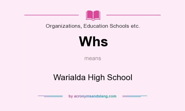 What does Whs mean? It stands for Warialda High School