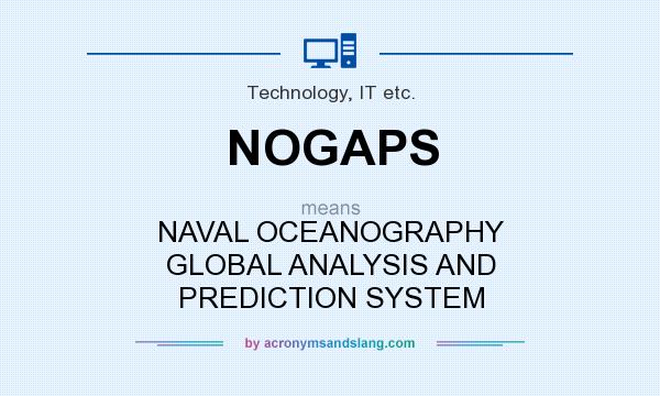 What does NOGAPS mean? It stands for NAVAL OCEANOGRAPHY GLOBAL ANALYSIS AND PREDICTION SYSTEM