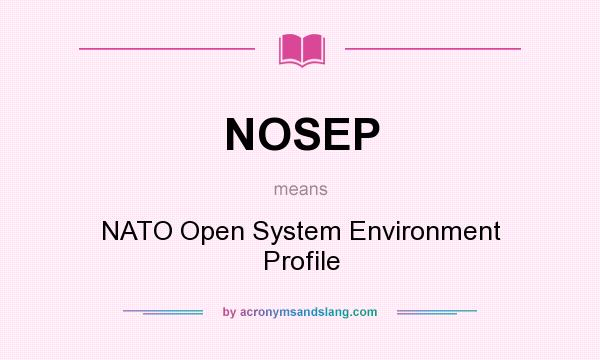 What does NOSEP mean? It stands for NATO Open System Environment Profile