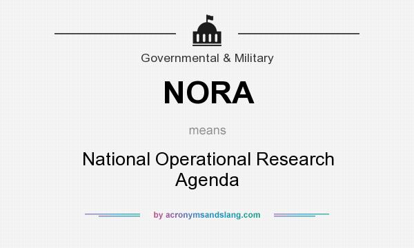 What does NORA mean? It stands for National Operational Research Agenda