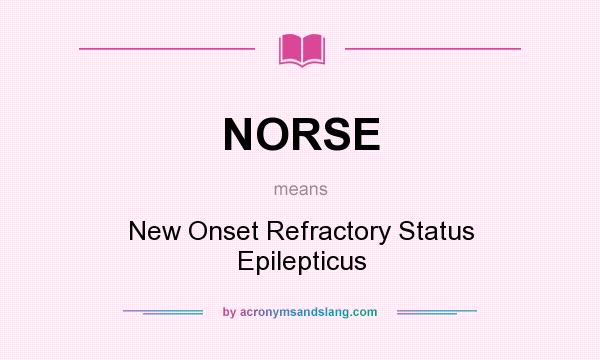 What does NORSE mean? It stands for New Onset Refractory Status Epilepticus
