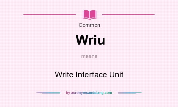 What does Wriu mean? It stands for Write Interface Unit