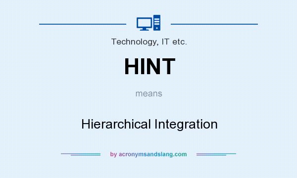 What does HINT mean? It stands for Hierarchical Integration