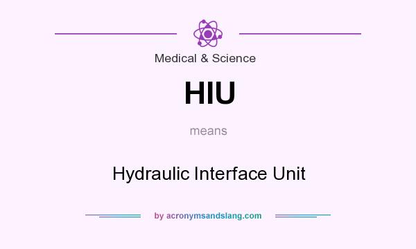 What does HIU mean? It stands for Hydraulic Interface Unit