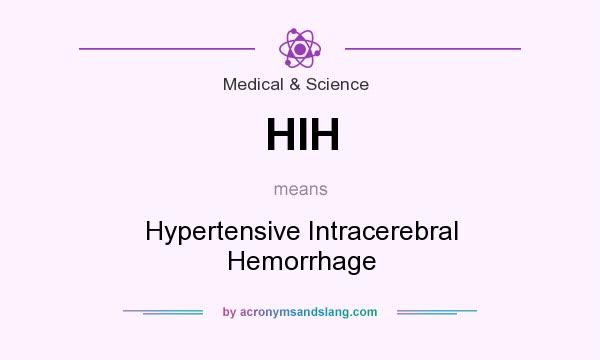 What does HIH mean? It stands for Hypertensive Intracerebral Hemorrhage