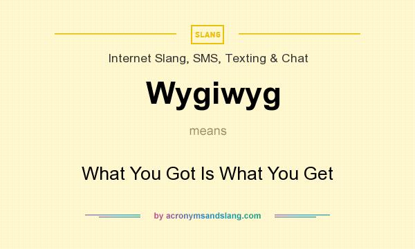 What does Wygiwyg mean? It stands for What You Got Is What You Get