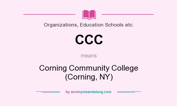 What does CCC mean? It stands for Corning Community College (Corning, NY)