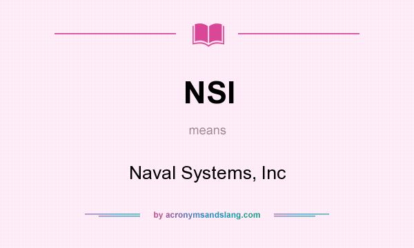 What does NSI mean? It stands for Naval Systems, Inc