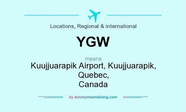 What does YGW mean? It stands for Kuujjuarapik Airport, Kuujjuarapik, Quebec, Canada