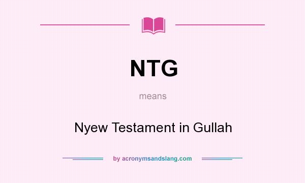 What does NTG mean? It stands for Nyew Testament in Gullah