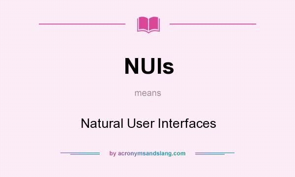 What does NUIs mean? It stands for Natural User Interfaces