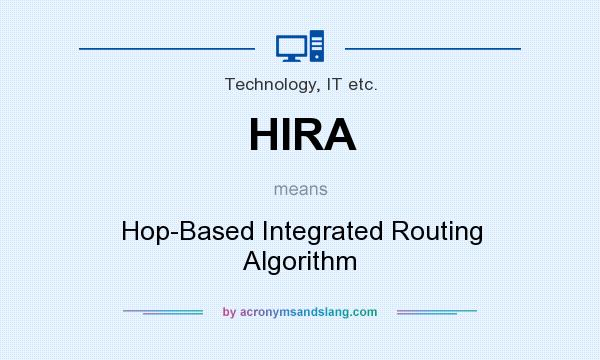 What does HIRA mean? It stands for Hop-Based Integrated Routing Algorithm