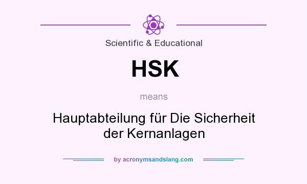 What does HSK mean? It stands for Hauptabteilung für Die Sicherheit der Kernanlagen