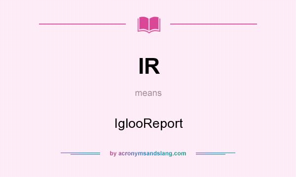 What does IR mean? It stands for IglooReport