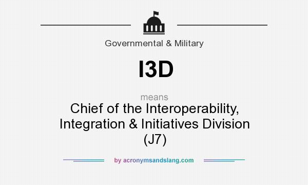What does I3D mean? It stands for Chief of the Interoperability, Integration & Initiatives Division (J7)