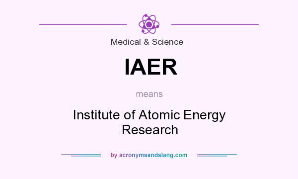What does IAER mean? It stands for Institute of Atomic Energy Research