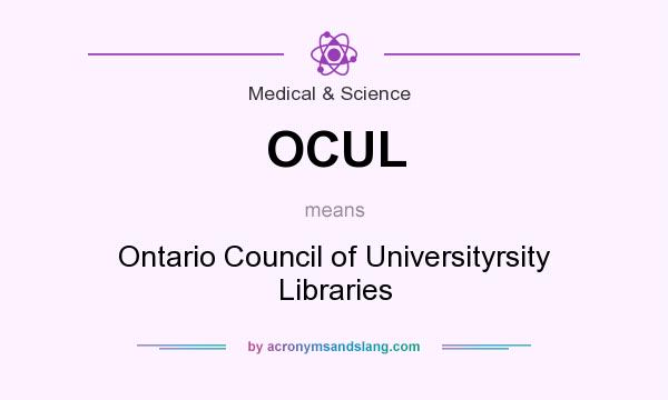 What does OCUL mean? It stands for Ontario Council of Universityrsity Libraries