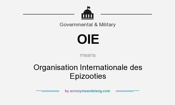 What does OIE mean? It stands for Organisation Internationale des Epizooties