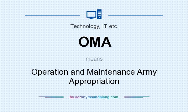 What does OMA mean? It stands for Operation and Maintenance Army Appropriation
