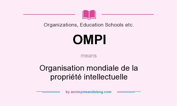 What does OMPI mean? It stands for Organisation mondiale de la propriété intellectuelle