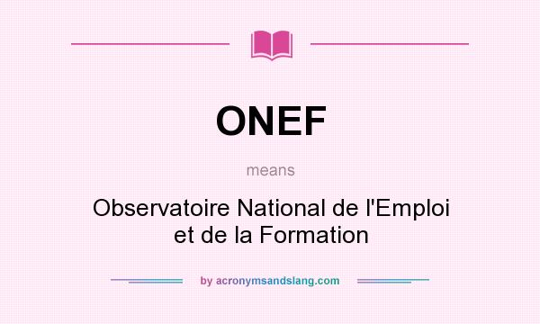 What does ONEF mean? It stands for Observatoire National de l`Emploi et de la Formation