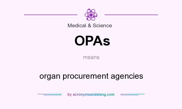 What does OPAs mean? It stands for organ procurement agencies