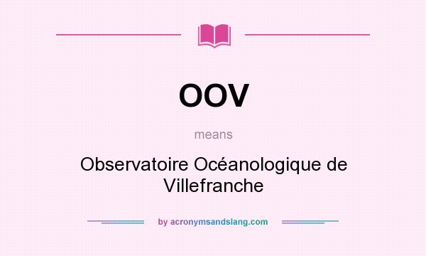 What does OOV mean? It stands for Observatoire Océanologique de Villefranche