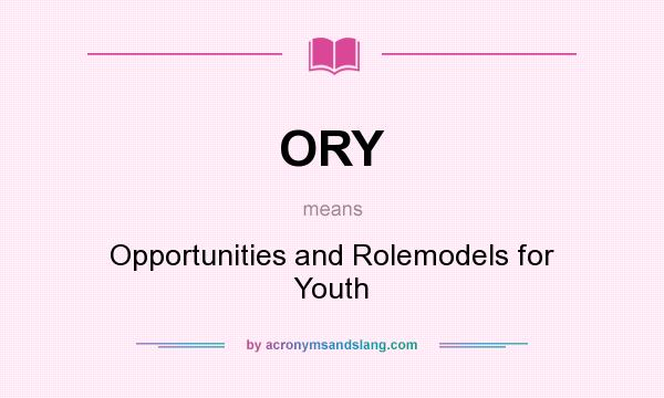 What does ORY mean? It stands for Opportunities and Rolemodels for Youth
