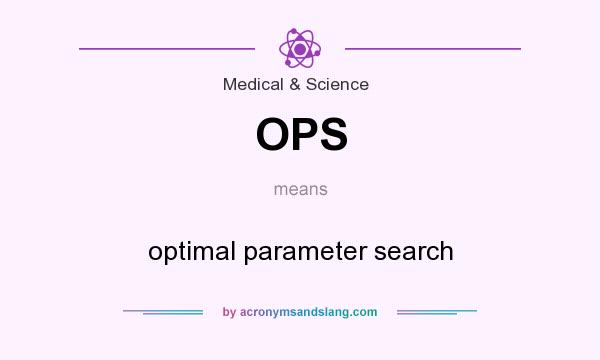 What does OPS mean? It stands for optimal parameter search