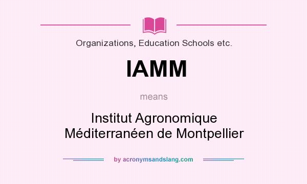 What does IAMM mean? It stands for Institut Agronomique Méditerranéen de Montpellier