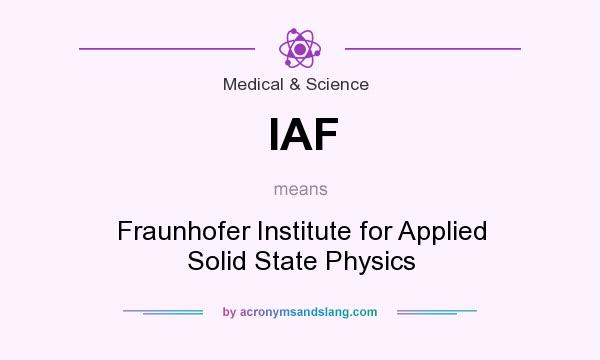 What does IAF mean? It stands for Fraunhofer Institute for Applied Solid State Physics