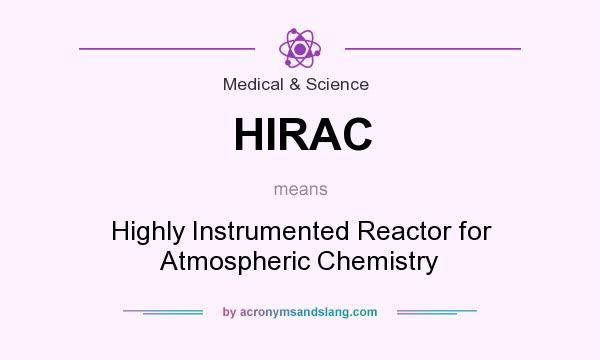 What does HIRAC mean? It stands for Highly Instrumented Reactor for Atmospheric Chemistry
