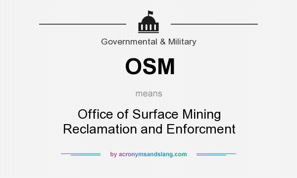 What does OSM mean? It stands for Office of Surface Mining Reclamation and Enforcment