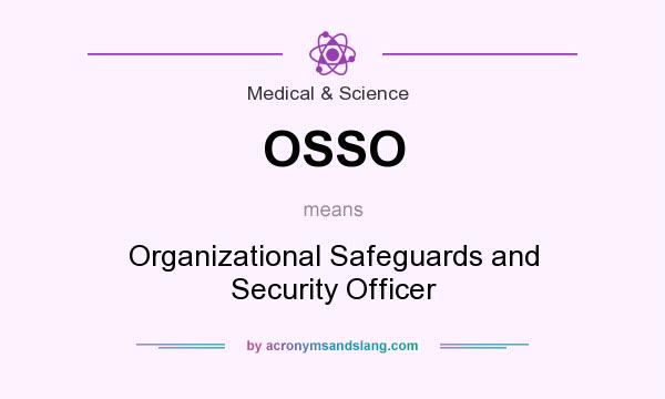 What does OSSO mean? It stands for Organizational Safeguards and Security Officer