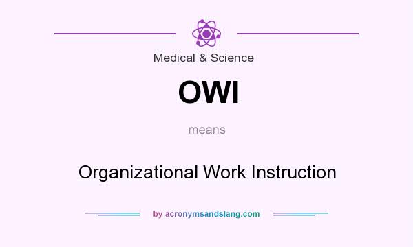 What does OWI mean? It stands for Organizational Work Instruction