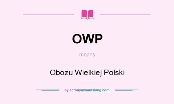 What does OWP mean? It stands for Obozu Wielkiej Polski