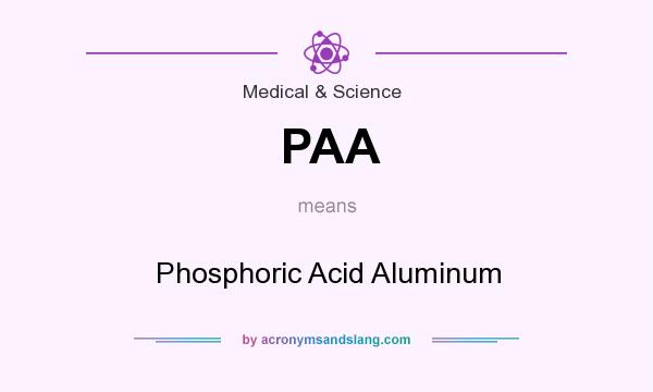 What does PAA mean? It stands for Phosphoric Acid Aluminum