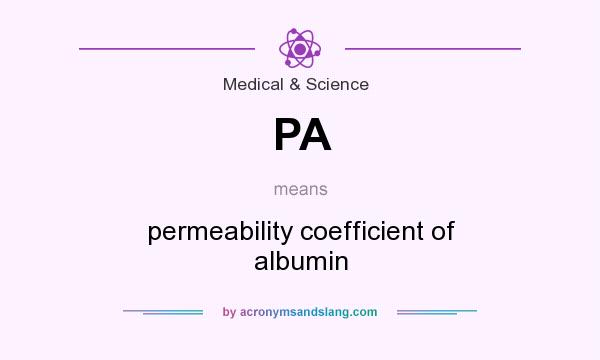 What does PA mean? It stands for permeability coefficient of albumin