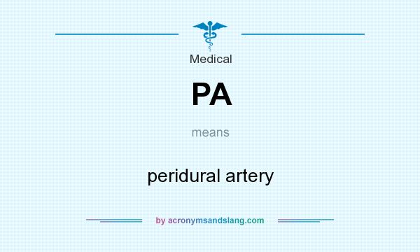 What does PA mean? It stands for peridural artery