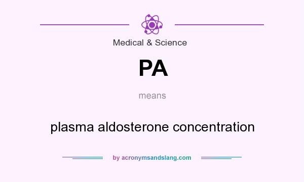 What does PA mean? It stands for plasma aldosterone concentration