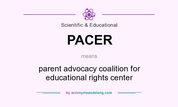 What does PACER mean? It stands for parent advocacy coalition for educational rights center