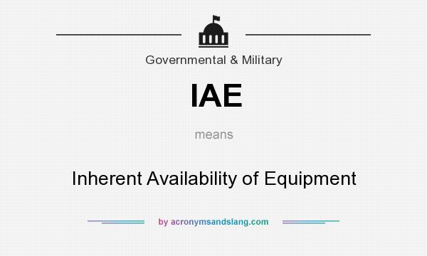 What does IAE mean? It stands for Inherent Availability of Equipment