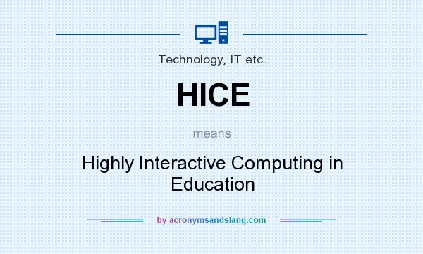 What does HICE mean? It stands for Highly Interactive Computing in Education