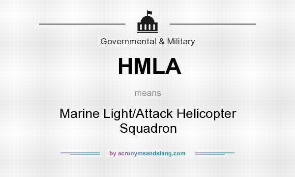 What does HMLA mean? It stands for Marine Light/Attack Helicopter Squadron