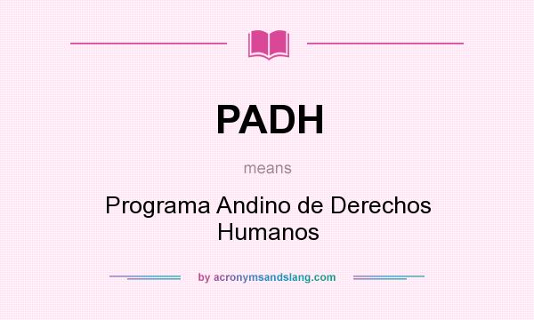 What does PADH mean? It stands for Programa Andino de Derechos Humanos