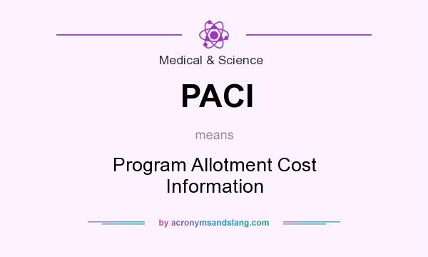 What does PACI mean? It stands for Program Allotment Cost Information